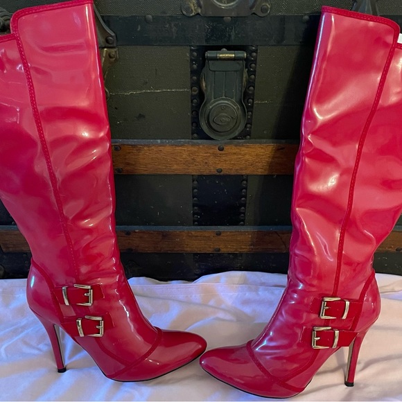 Madison Shoes - RED Patton leather high heel boots.